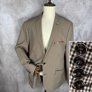Paisley & Gray Blazer Jacket Men 48R Slim Brown Check Sport Coat Floral Lined